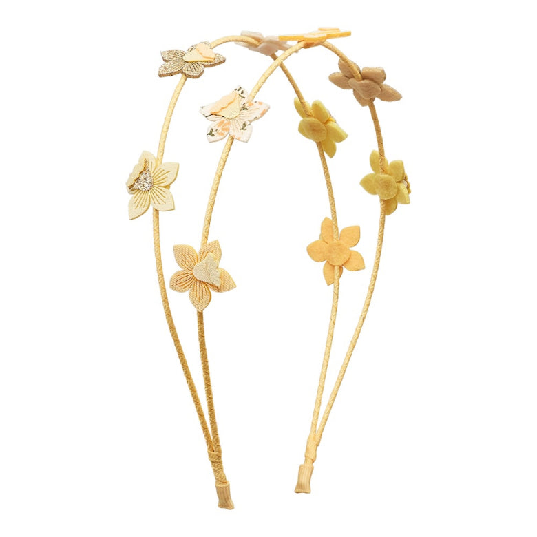 Kind trägt Mimi&Lula Haarreif mit gelben Blumen, erhältlich bei Bärechind in Winterthur, Zürich, Schweiz.