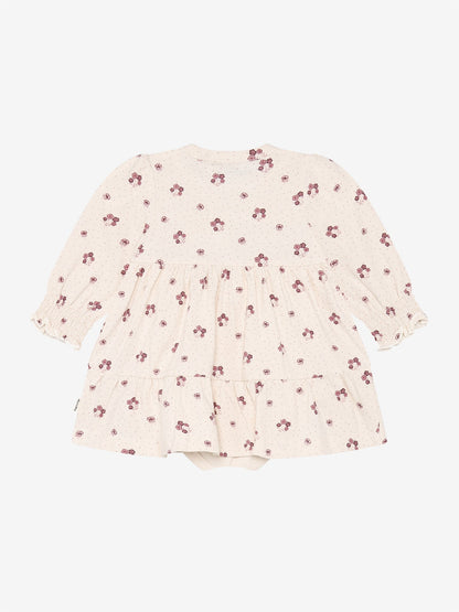 Minymo Bodykleid Baby mit Blumenprint in Pink Tint, Rückansicht