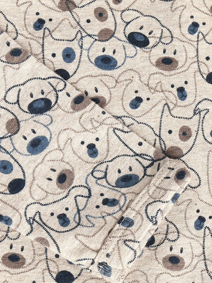 Minymo Body in Beige Melange, Detailansicht Hundeprint