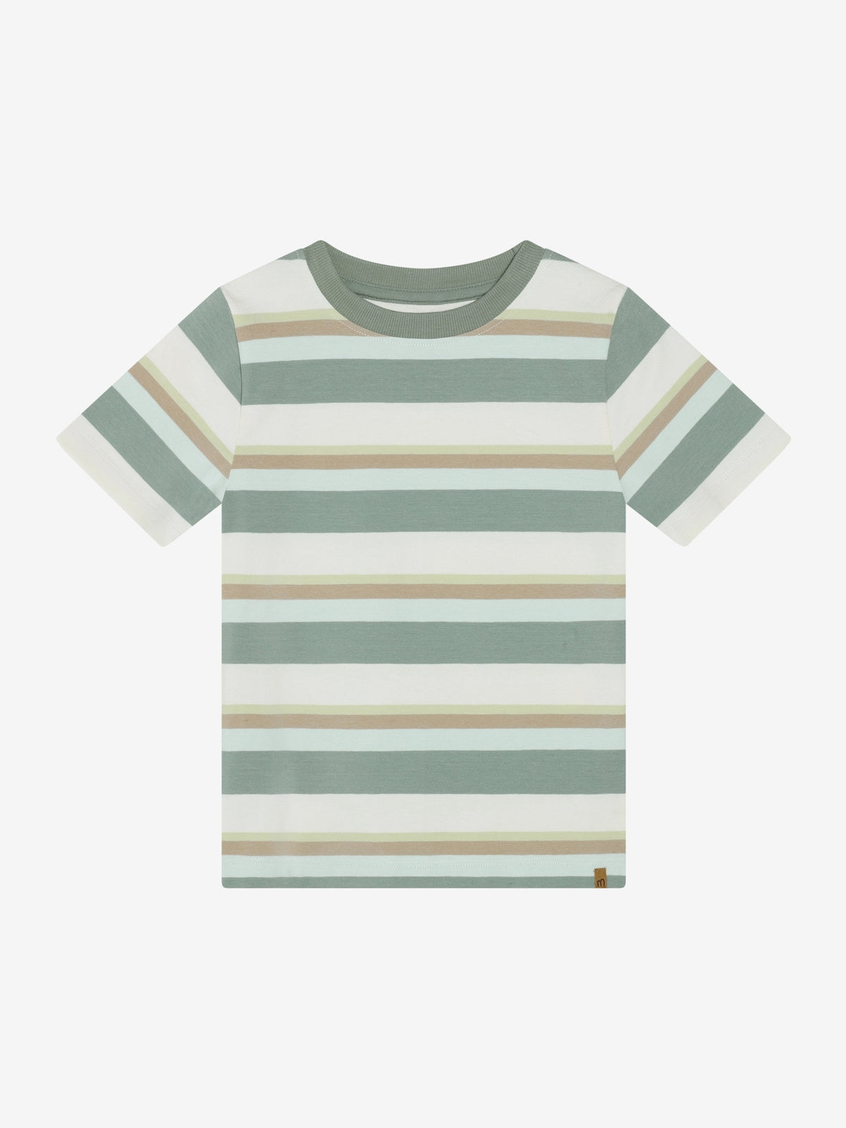 Gestreiftes Kinder T Shirt aus Bio Baumwolle in Grün von Minymo im Bärechind Kinderladen Winterthur Zürich Schweiz