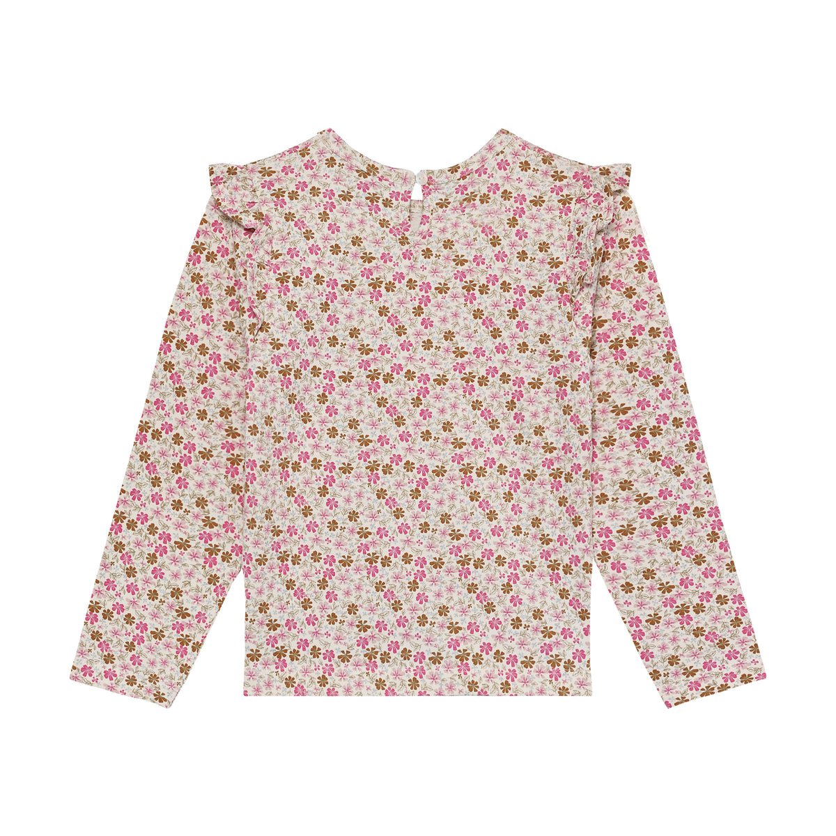 Rückansicht Minymo Kinder T-Shirt langarm mit Blumenmuster, Bärechind Winterthur Zürich Schweiz