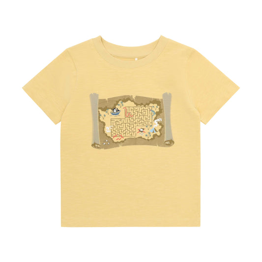 Minymo T-Shirt mit Schatzkarten-Print in Sand, Kinderladen Bärechind Winterthur Zürich Schweiz
