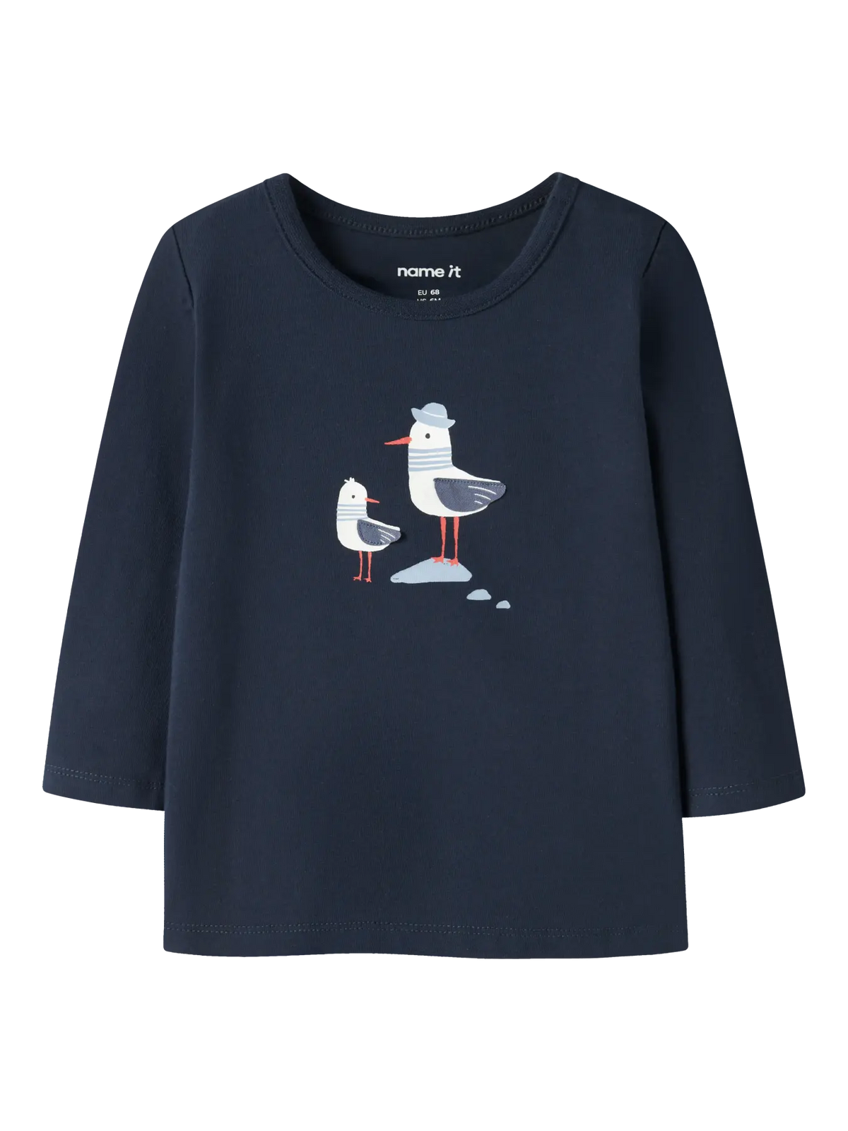 NAME IT Langarmshirt aus Baumwolle mit Möwen Print in Navy zu kaufen im Bärechind Winterthur Zürich Schweiz.