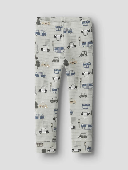Name It Merino Thermoleggings mit Autoprint in Grau, Vorderansicht