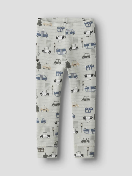 Name It Merino Thermoleggings mit Autoprint in Grau, Vorderansicht