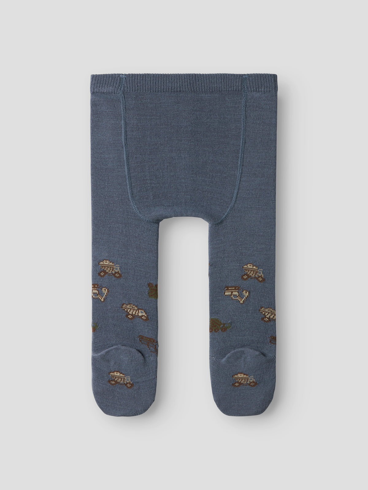 Rückansicht der NAME IT Strumpfhose mit Fahrzeugmuster, jeansblau, Bärechind Winterthur, Zürich Schweiz.