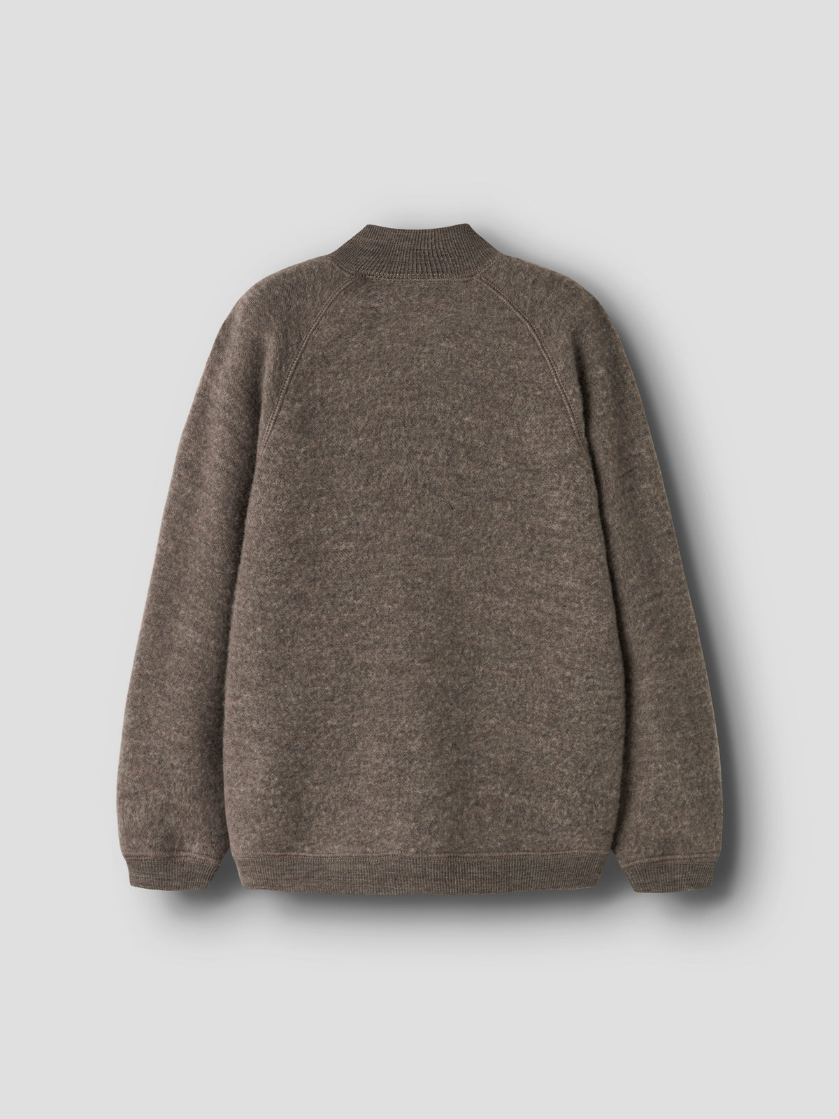 Rückansicht der Name It Wollfleece Jacke in Morel aus 100% Wolle für Kinder