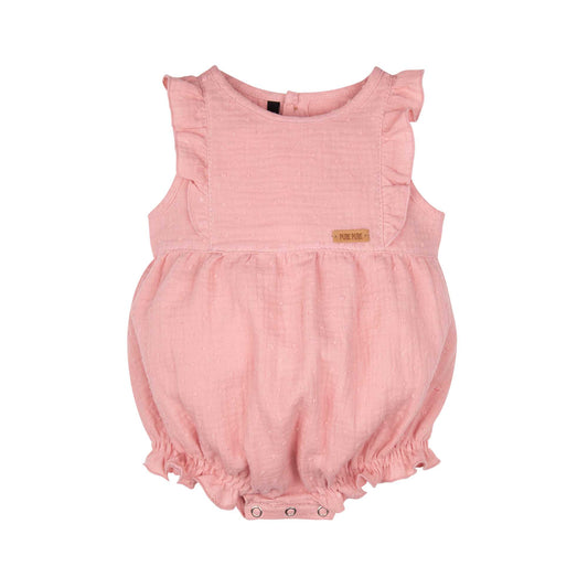 Pure Pure Musselin Strampler kurz in Rosé aus GOTS Bio-Baumwolle für Babys im Bärechind Winterthur Schweiz.