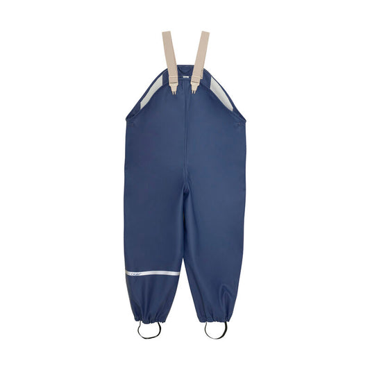 Wasserdichte Kinderregenhose in Navy mit verstellbaren Trägern – erhältlich bei Bärechind in Winterthur, Zürich, Schweiz.