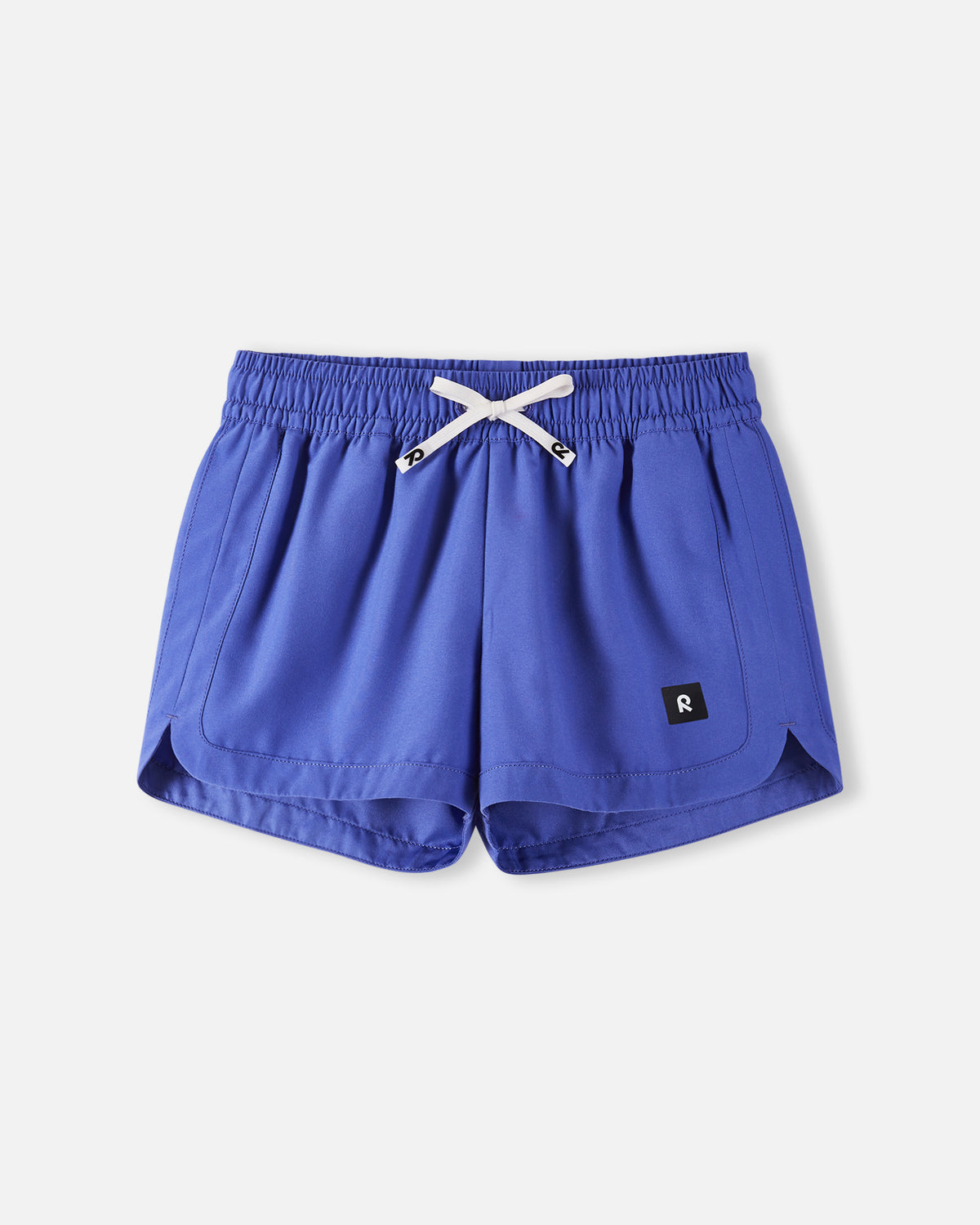 Reima Nauru Badeshorts in Lila – Vorderansicht mit Kordelzug und UV-Schutz