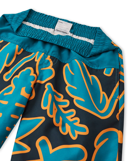 Nahaufnahme der Reima Papaja Badeshorts in Blau – elastischer Bund mit Kordel