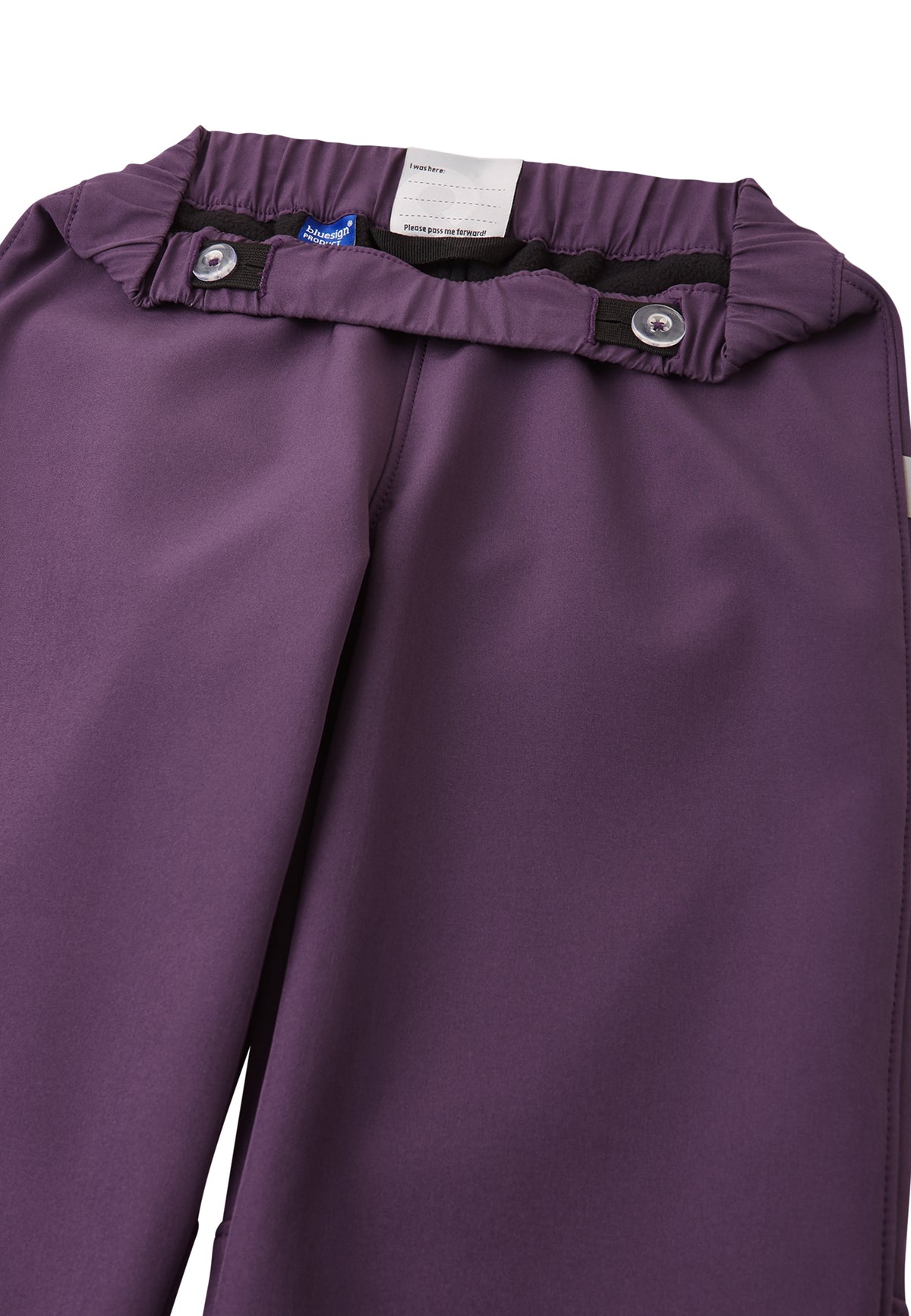 Detailaufnahme Gummiband Softshell-Material Reima Oikotie Deep Purple