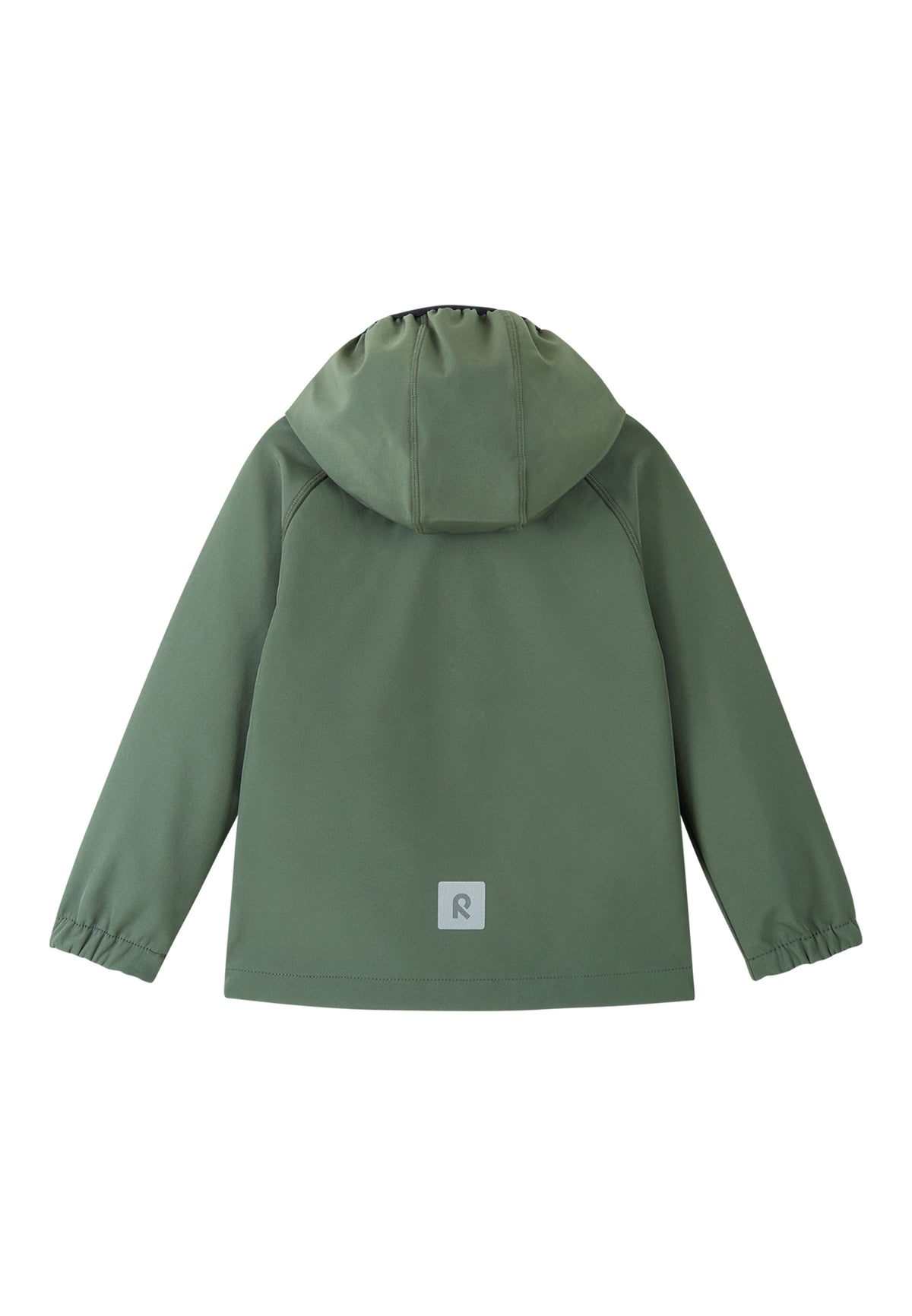Rückansicht der Reima Softshelljacke Vantti Thyme Green für Kinder in Winterthur Schweiz