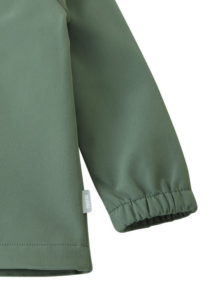 Ärmel und elastischer Abschluss der Reima Vantti Softshelljacke Thyme Green