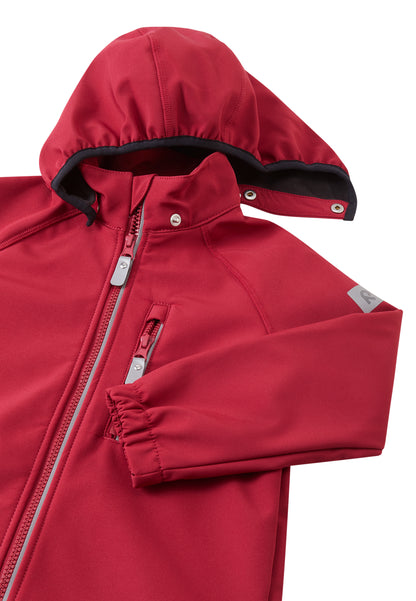 Reima Vantti Softshelljacke Cranberry mit abnehmbarer Kapuze und Reissverschluss