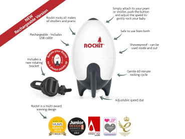 Rockit 2.0 Kinderwagenschaukler mit USB-Ladefunktion – Bärechind Winterthur Zürich Schweiz.