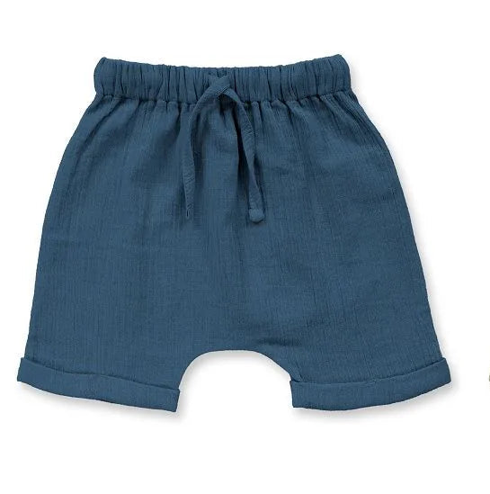 Sense Organics Charlie Baby Shorts dark petrol aus Bio Baumwolle Musselin im Bärechind Kinderladen Winterthur Schweiz