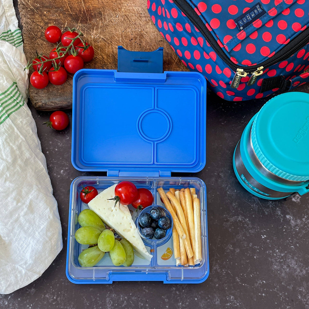Alt-Text:
Kinder Snackbox mit Fächern – ideal für Kindergarten und Schule