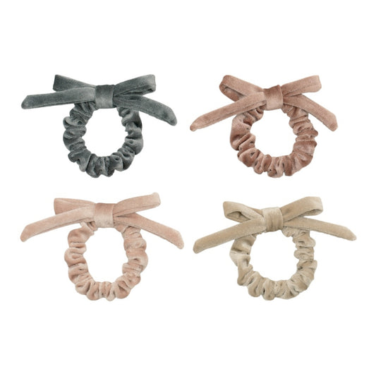 Set Sparkle Velvet Schleifen-Scrunchies aus Samt in 4 Farben, Mimi & Lula, erhältlich im Bärechind Winterthur, Zürich Schweiz.