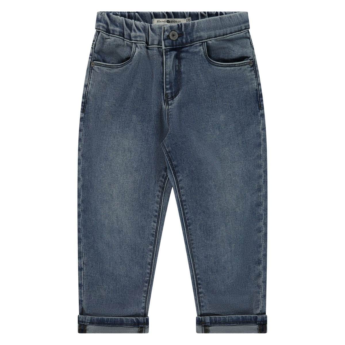 Denim-Hose von Stains and Stories mit weiterem Schnitt in Mid Grey Blue. Tolle  Kinderhose in Winterthur