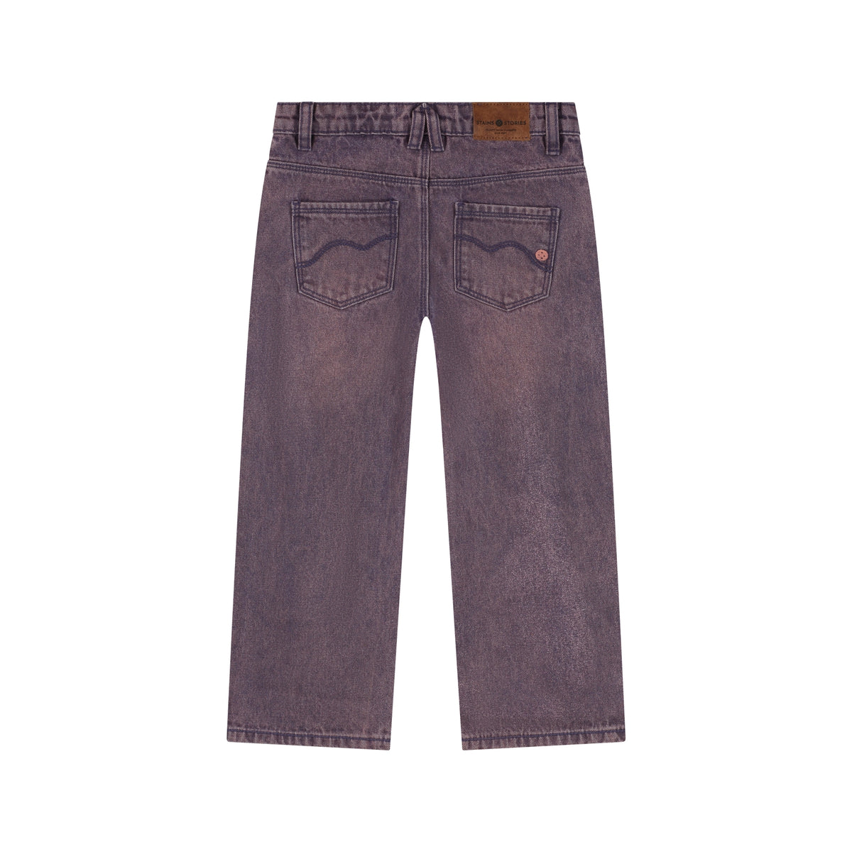 Weite Jeans in grape aus robustem Denim, Rückansicht