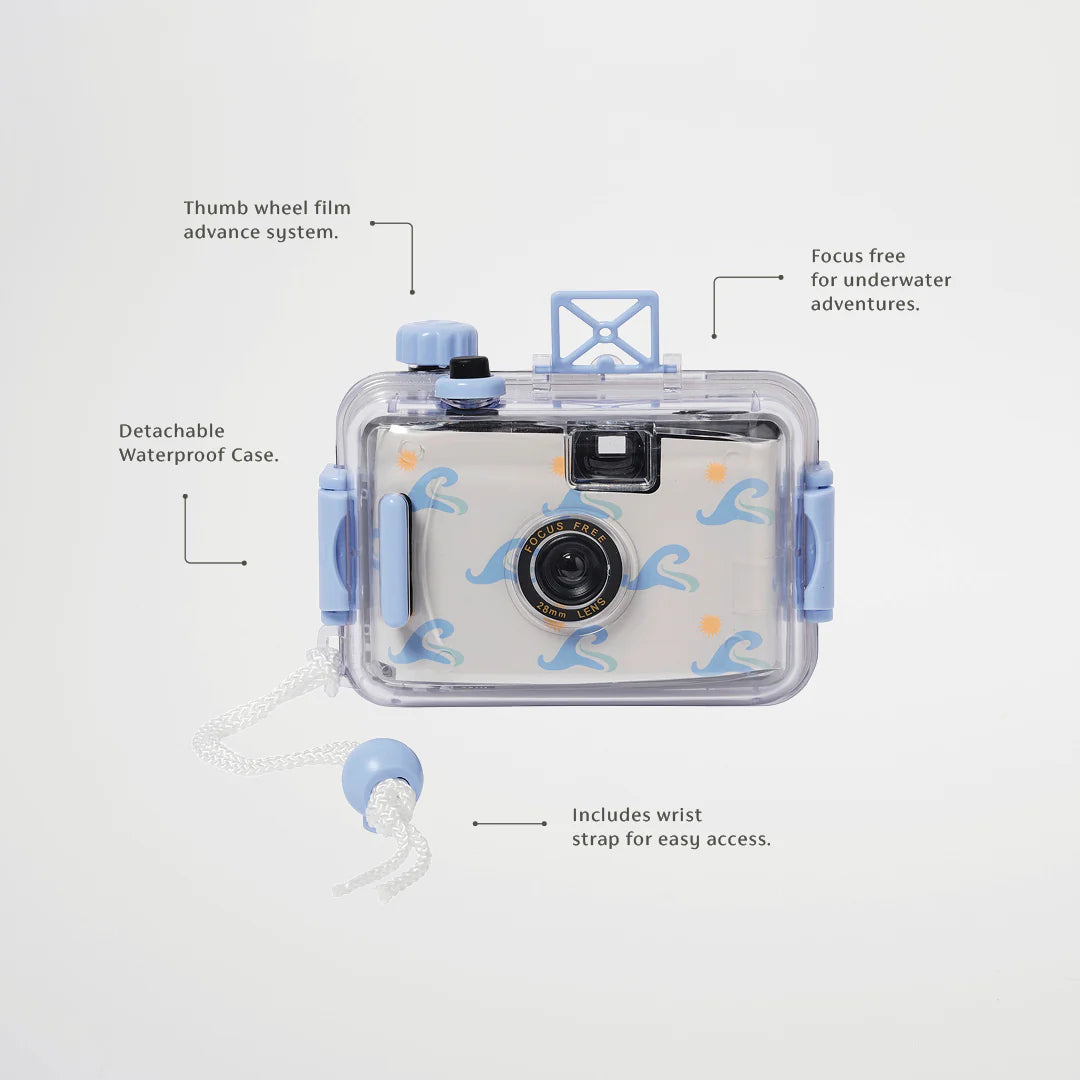 Verpackung der SunnyLife Unterwasserkamera Blue Wave – wasserfest & retro