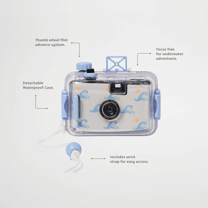 Verpackung der SunnyLife Unterwasserkamera Blue Wave – wasserfest & retro