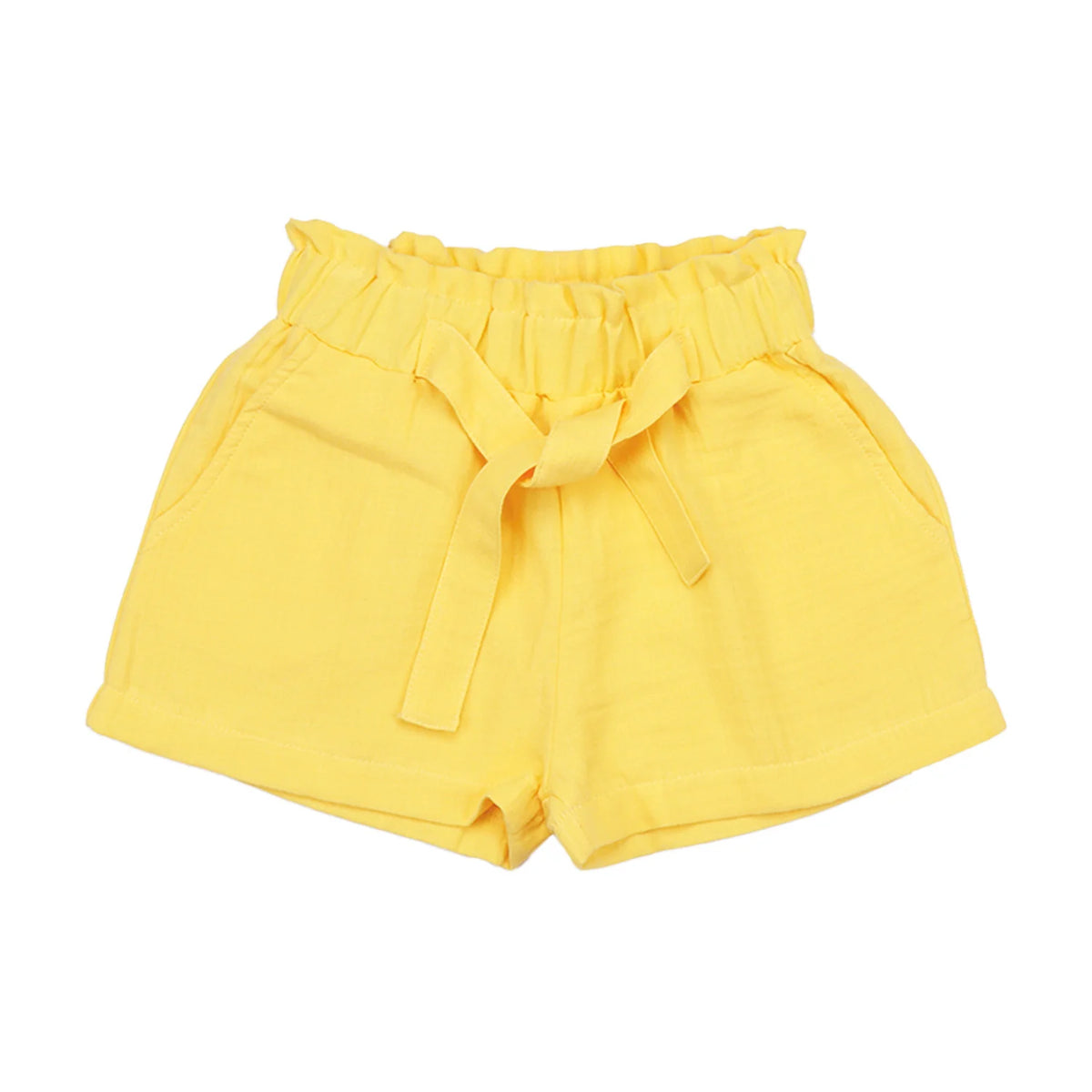 Walkiddy Kinder Musselin Shorts gelb aus Bio Baumwolle – erhältlich bei Bärechind Winterthur Zürich Schweiz.