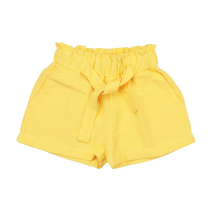 Walkiddy Kinder Musselin Shorts gelb aus Bio Baumwolle – erhältlich bei Bärechind Winterthur Zürich Schweiz.